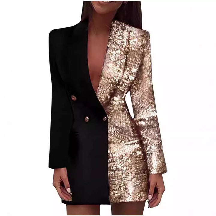 Damen Blazer-Kleid mit lässigem Luxus-Design und schimmerndem Paillettenbesatz Drune