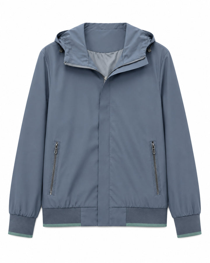 Herren Kapuzen-Blouson Leichter Windbreaker mit geripptem Saum und verdeckter Reißverschlussleiste Drune