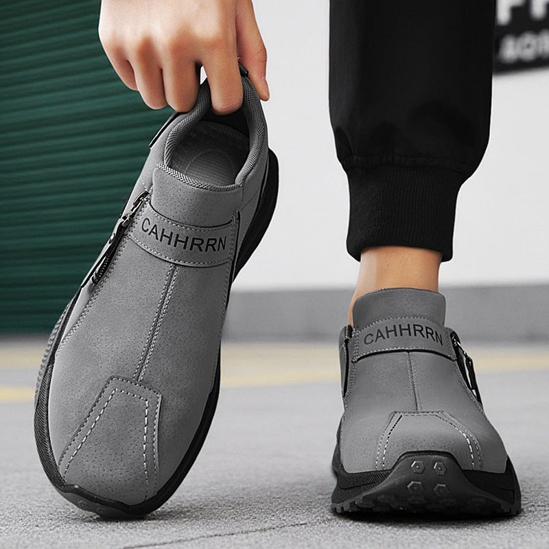 Herren robuste Outdoor-Sneaker mit seitlichem Reißverschluss, gepolstertem Knöchelkragen und griffiger Profilsohle Drune