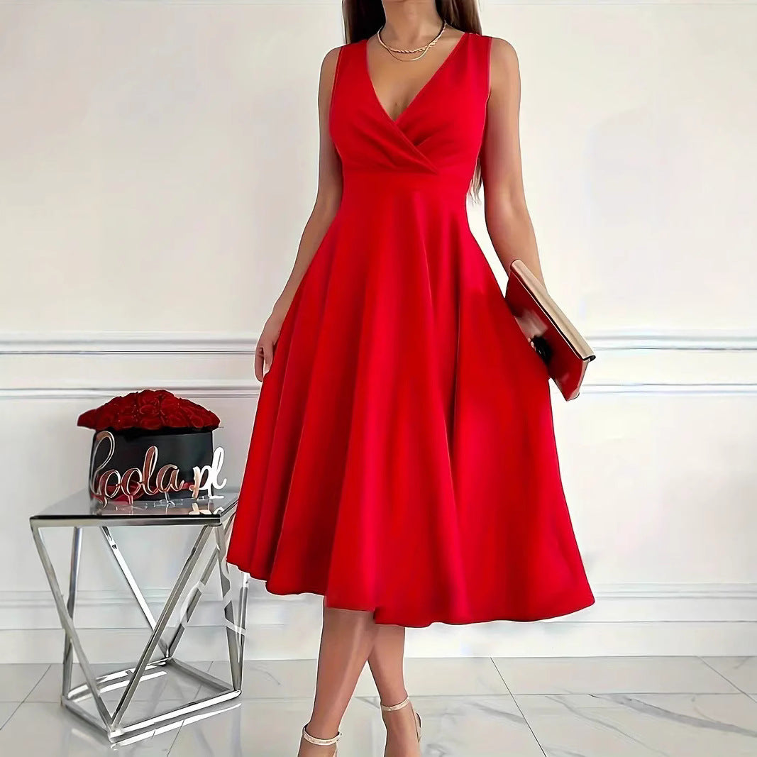 Damen Elegantes Wickelkleid mit schwingendem Rock und tailliertem Oberteil Drune