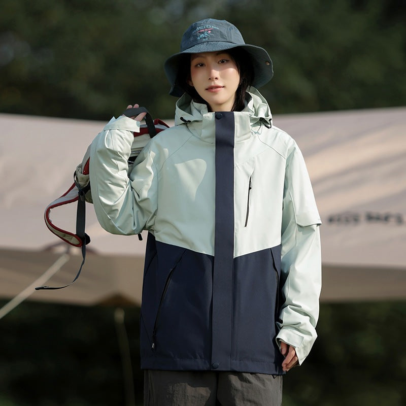 Herren Zweifarbige Wind- und Wasserabweisende Softshelljacke mit Kapuze Drune