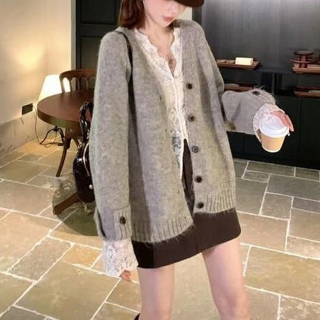 Damen Weicher Grobstrick Cardigan Drune