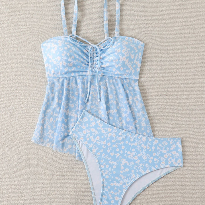 Damen Tankini mit ärmellosem Oberteil und verspieltem Blumendesign Drune