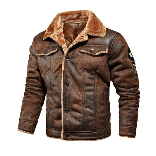Herren Aviatorjacke mit Teddyfutter und Vintage-Lederoptik Drune
