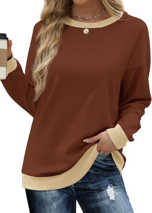 Damen bequemer Sweatshirt mit Raglanärmeln und dekorativem Kragen Drune