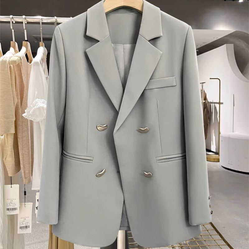 Damen Modischer Zweireiher Blazer Drune