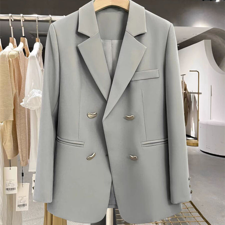 Damen Modischer Zweireiher Blazer Drune