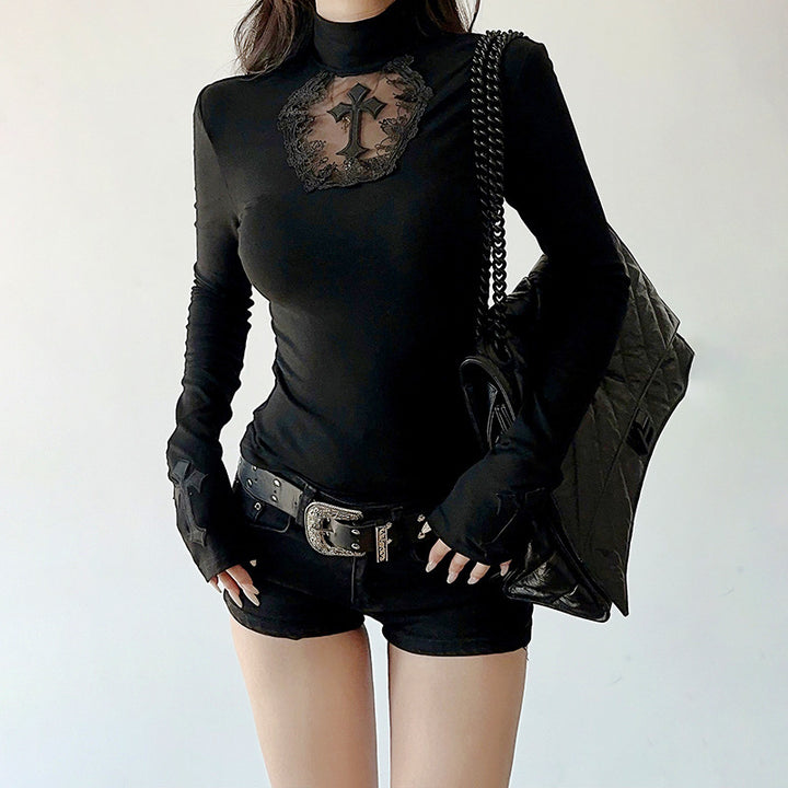 Damen figurbetonte Bluse mit Rüschendetails und Schnürung Drune