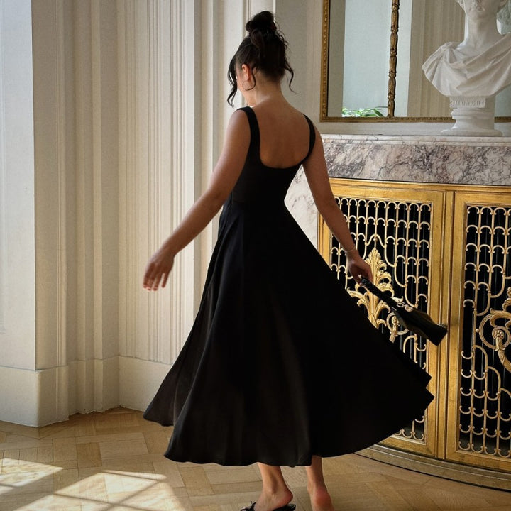 Damen Elegantes Maxikleid mit traumhaftem A-Linien Schnitt und schickem Quadrat-Ausschnitt Drune