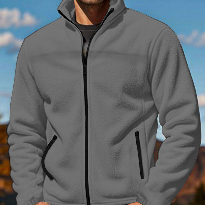 Herren Fleecejacke mit hochschließendem Kragen und Reißverschlusstaschen Drune