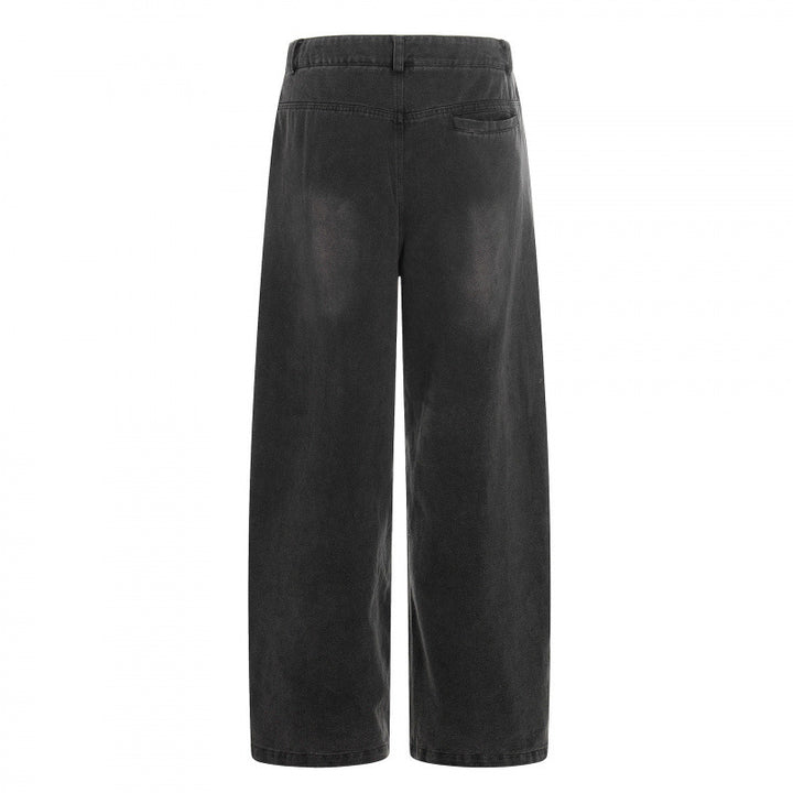 Damen hochgeschnittene Weitbein-Jeans im Utility-Look mit aufgesetzten Taschen Drune