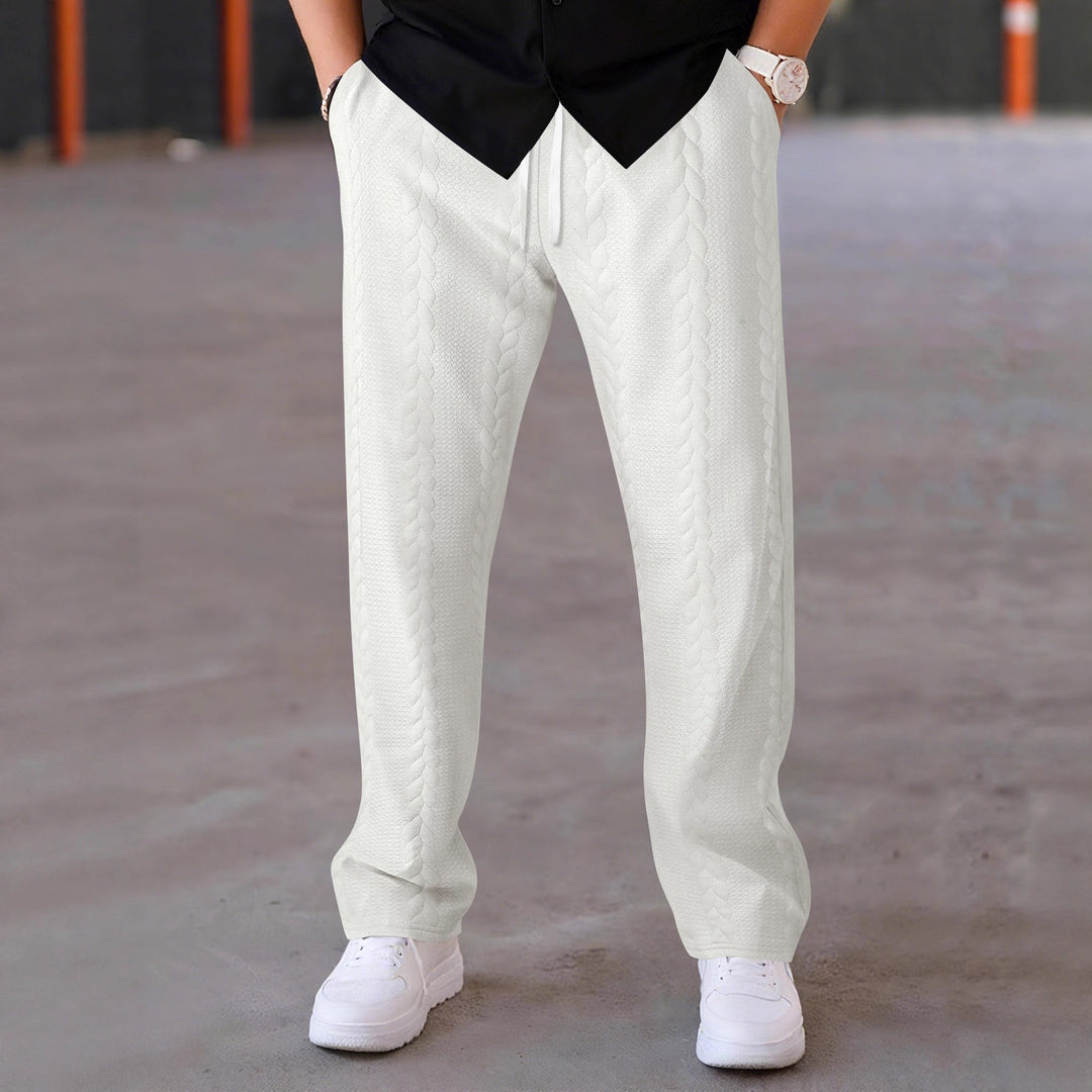 Herren elegante Freizeithose mit strukturiertem Design und elastischem Bund Drune
