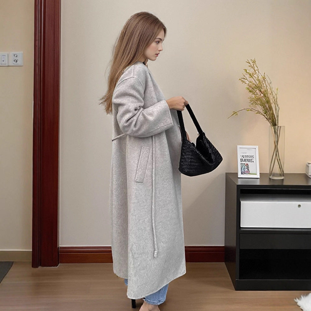 Damen Oversize Wollmix-Mantel mit offenem Fall, weitem Schalkragen und geradem Schnitt Drune