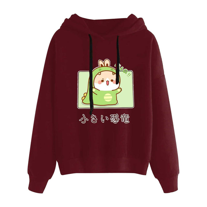Damen nan kurz geschnittener Cropped-Kapuzenpullover mit niedlicher Frosch-Illustration und verstellbarer Kapuze Drune
