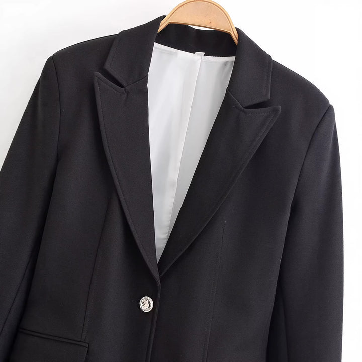 Damen Zeitloser Tailored-Blazer mit Ein-Knopf‑Verschluss, Reverskragen und Pattentaschen Drune