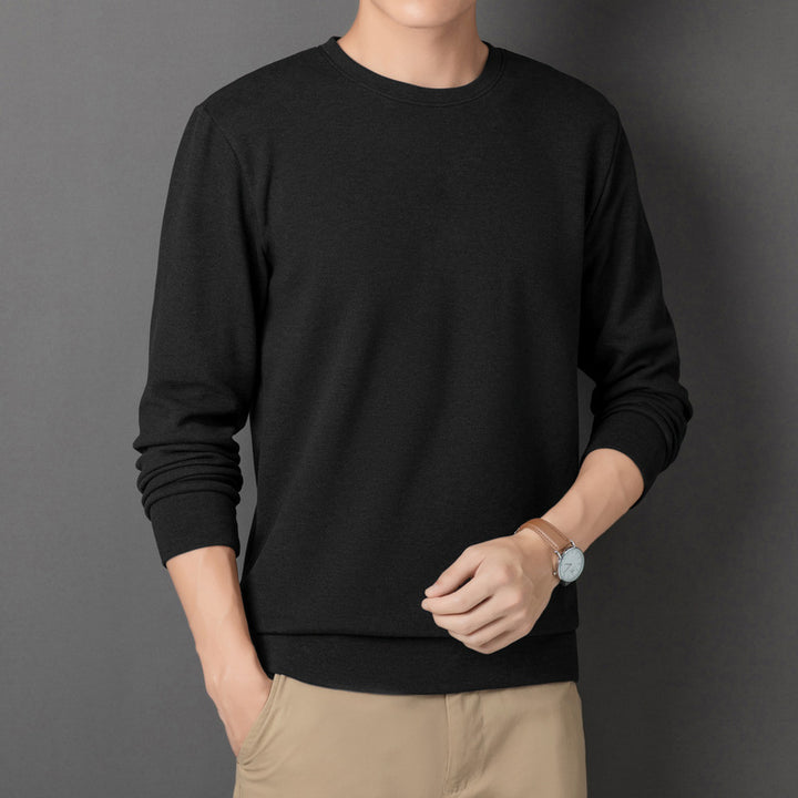 Herren Feines Rundhals-Sweatshirt aus Baumwollmix mit Regular-Fit und Rippbündchen Drune