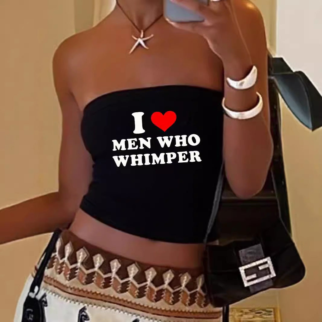 Damen Bandeau-Top mit auffälligem Statement-Aufdruck Drune