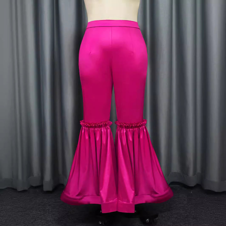 Damen elegante Palazzo-Hose mit Rüschendetails Drune