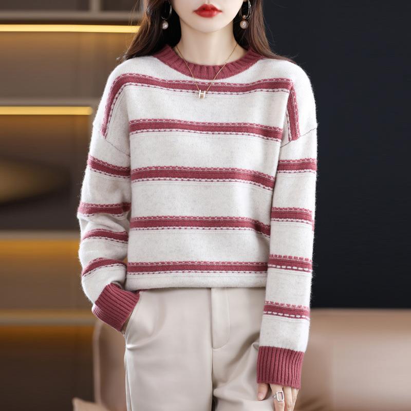 Damen Weicher Streifenpullover im Mohair‑Look mit kastenförmiger Silhouette Drune