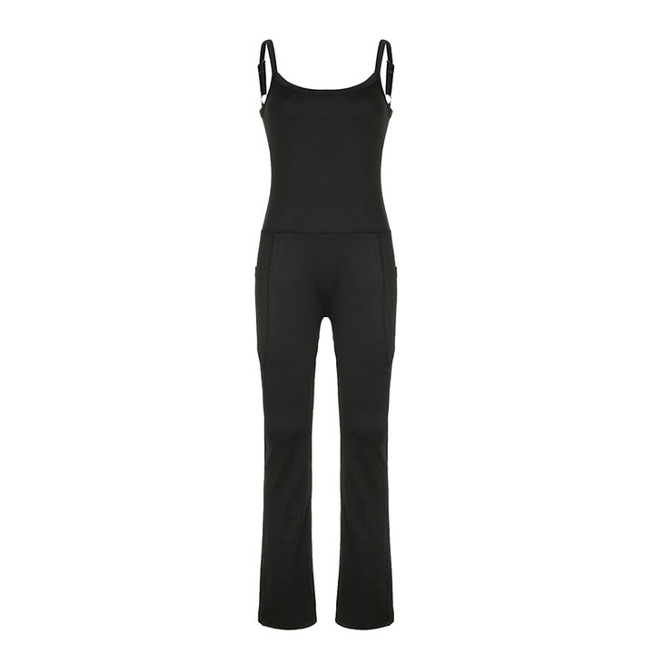 Damen Eleganter Jumpsuit mit trägerlosem Oberteil und praktischen Taschen Drune