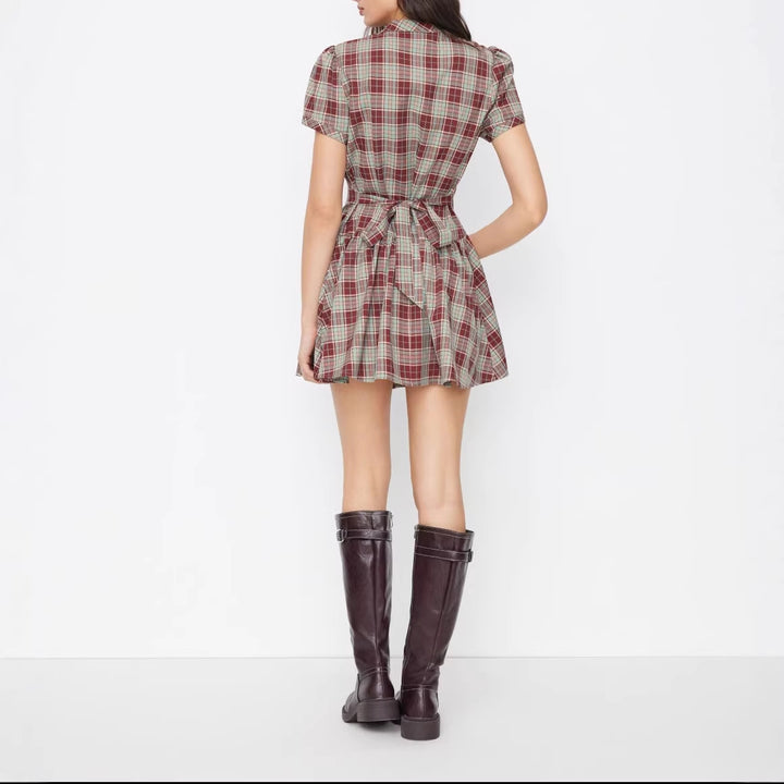 Damen Karo Kurzarmkleid Drune