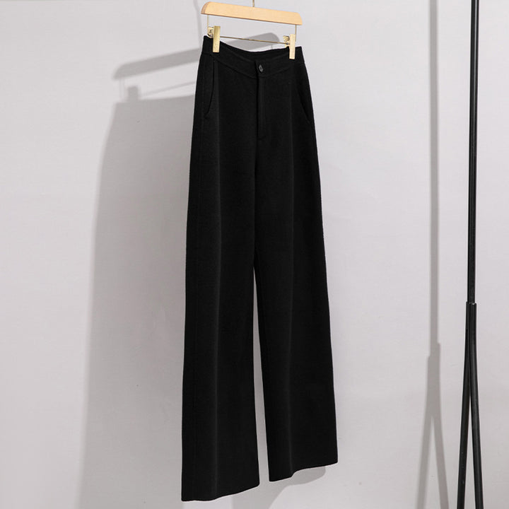 Damen High-Waist Palazzo-Hose mit weitem Bein und schlichter Bundverarbeitung Drune