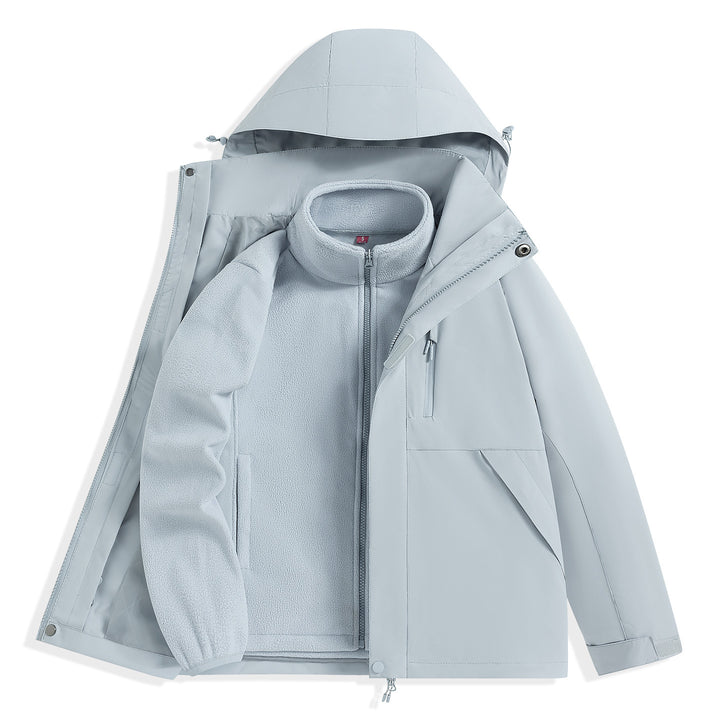 Herren zweilagiger Outdoorparka mit herausnehmbarer Fleece-Innenjacke und Kapuze Drune