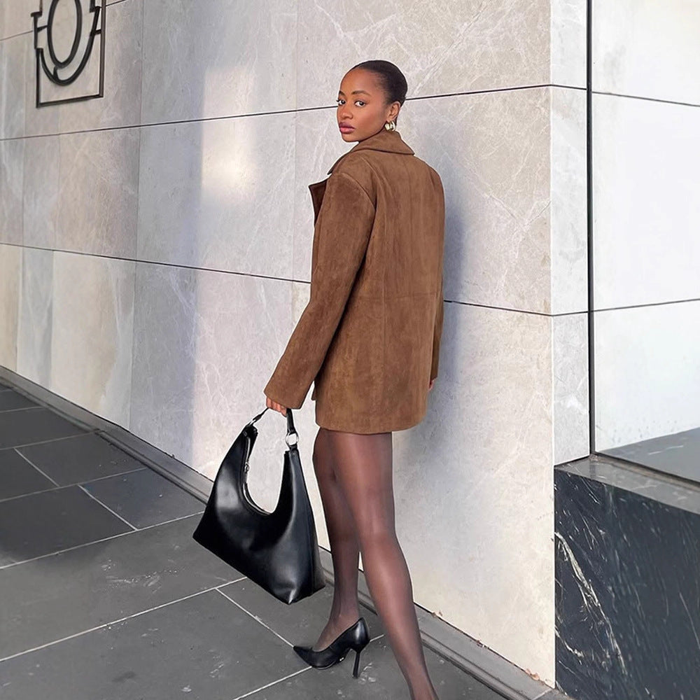 Damen Designer-Sakko mit tiefem V-Ausschnitt und modernen Details Drune
