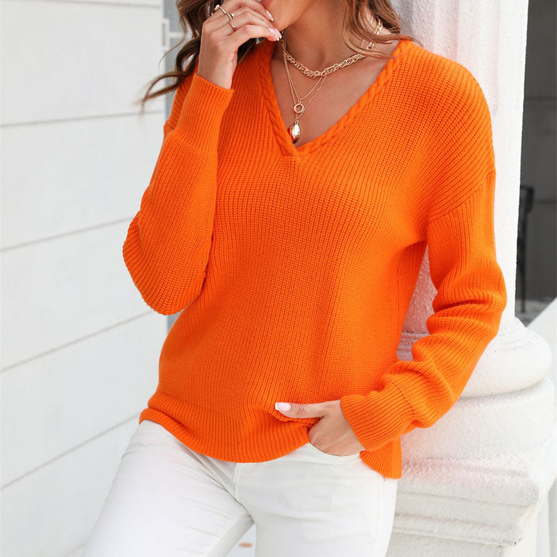 Drune | Schlichter Einfarbiger Strickpullover Mit Rundhals