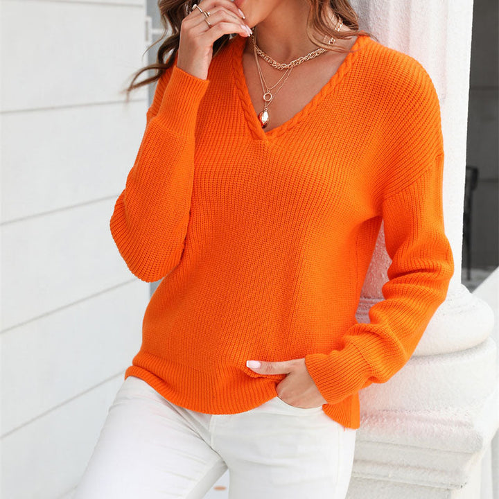 Drune | Schlichter Einfarbiger Strickpullover Mit Rundhals