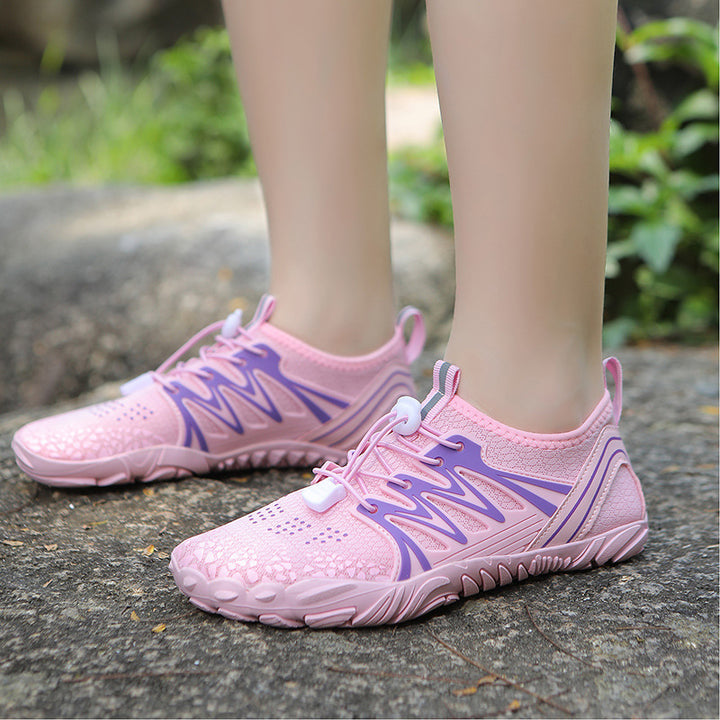 Damen leichte Wasserschuhe mit schnelltrocknendem Strickoberteil, elastischem Zugverschluss und rutschfester Profilsohle Drune
