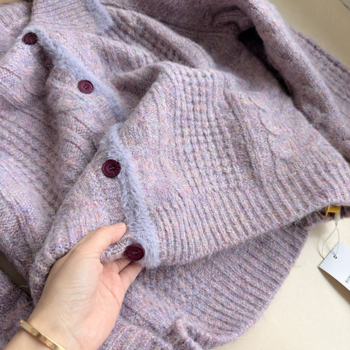 Damen Gemütlicher Strickcardigan mit hoher Knopfleiste Drune