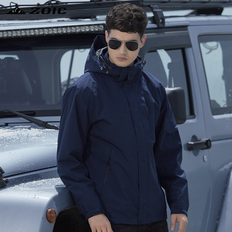 Damen Wasserdichte Outdoorjacke mit Kapuze, atmungsaktiver Membran und Multifunktions‑Reißverschlusstaschen Drune