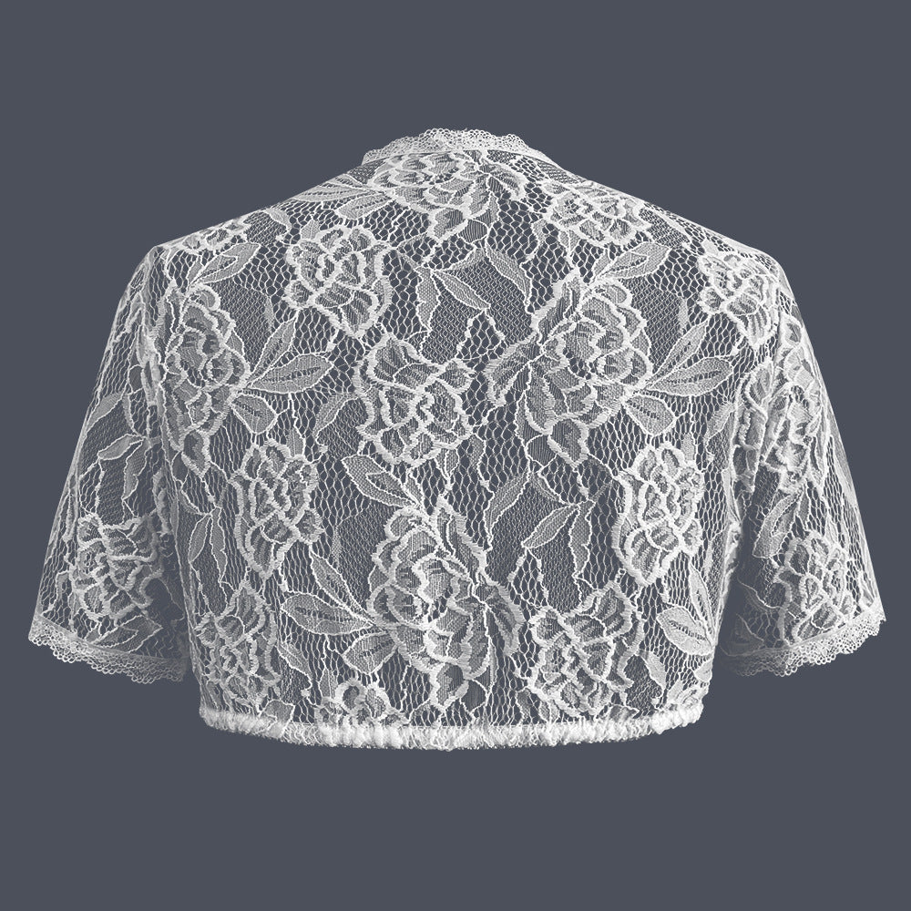 Damen nan Spitzenbolero mit hohem Kragen und kurzen Ärmeln Drune