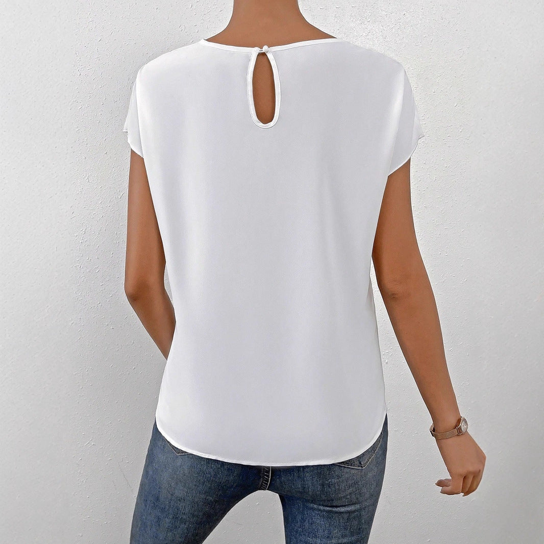 Damen Elegantes Kurzarm-Top mit modernem Schnitt und fließendem Stoff Drune