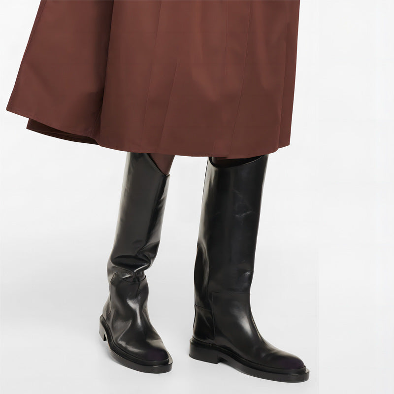 Damen Tall Leder Reitstiefel Drune