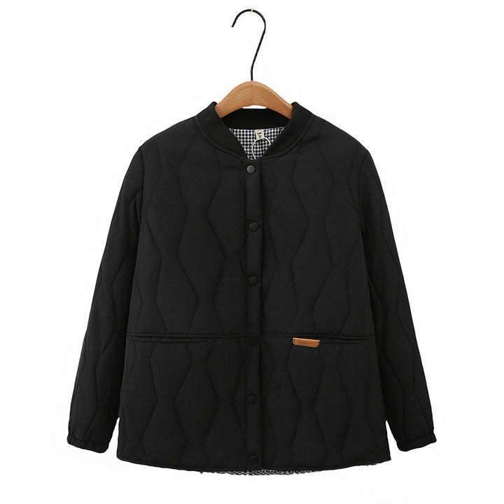 Damen nan leichte wattierte Steppjacke im College-Stil mit Rautenstepp und kariertem Futter Drune