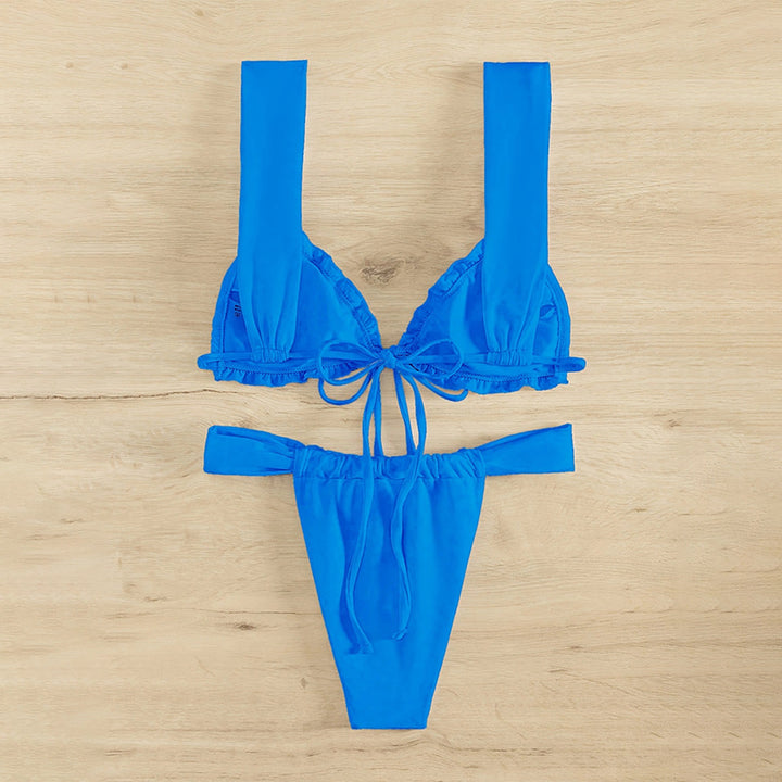 Damen Push-Up-Bikini-Set mit verspieltem Raffung Drune