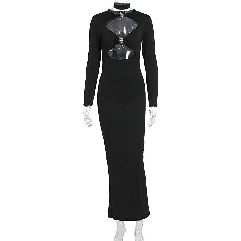 Damen Elegantes Maxikleid mit hochgeschlossenem Dekolleté und raffinierten Cut-Outs Drune
