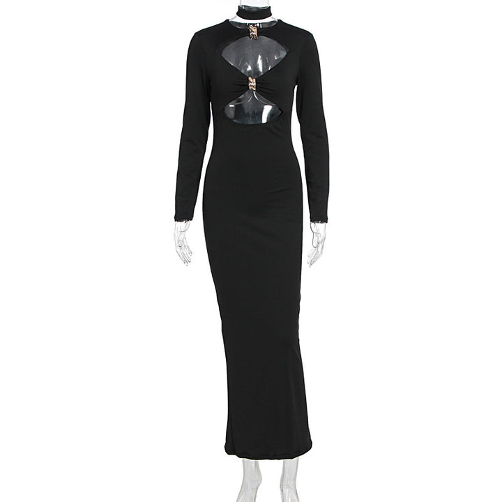 Damen Elegantes Maxikleid mit hochgeschlossenem Dekolleté und raffinierten Cut-Outs Drune