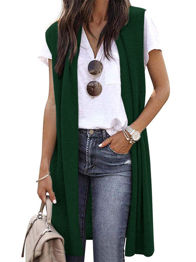 Damen offene Strickjacke mit lässigem Schnitt und langen Seitenpartien Drune