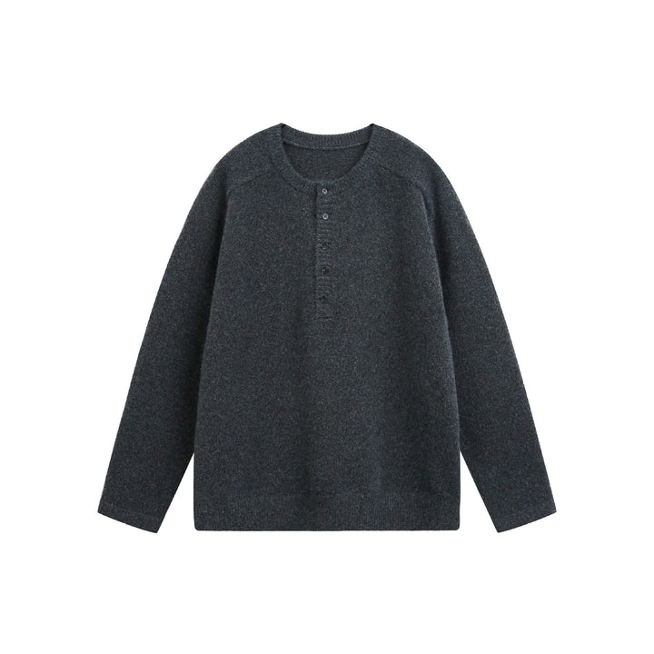 Damen Grobstrick-Henley-Pullover im Oversize-Schnitt mit Knopfleiste Drune