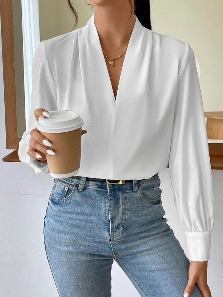 Drune | Satinbluse Mit V-ausschnitt Und Puffärmeln Für Damen
