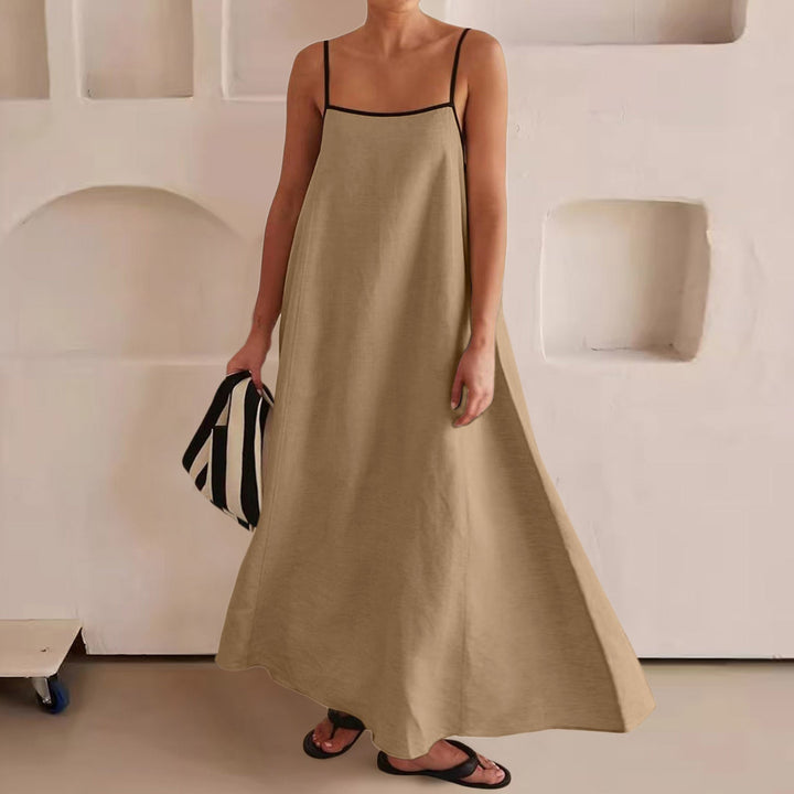 Damen Sommerliches Maxikleid mit schmalen Spaghettiträgern und fließendem Schnitt Drune