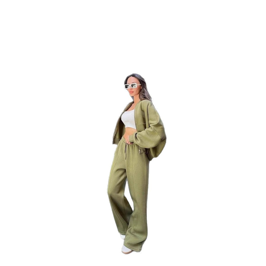 Damen Lässiges Zweiteiliges Lounge-Set mit weitem Oberteil und Flared Pants Drune