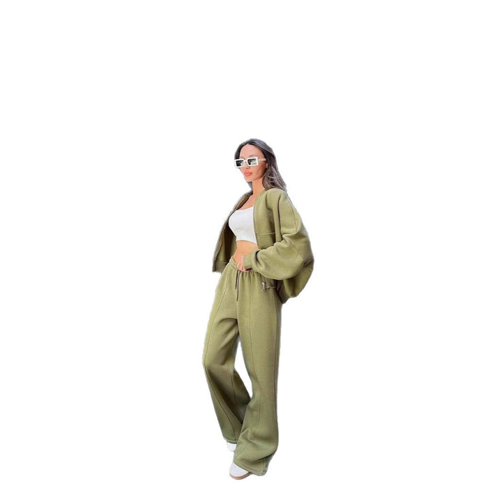 Damen Lässiges Zweiteiliges Lounge-Set mit weitem Oberteil und Flared Pants Drune