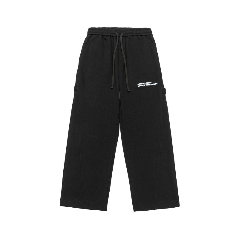 Unisex Weite Cropped-Sweathose im Cargo-Stil mit Tunnelzugbund und aufgesetzten Taschen Drune