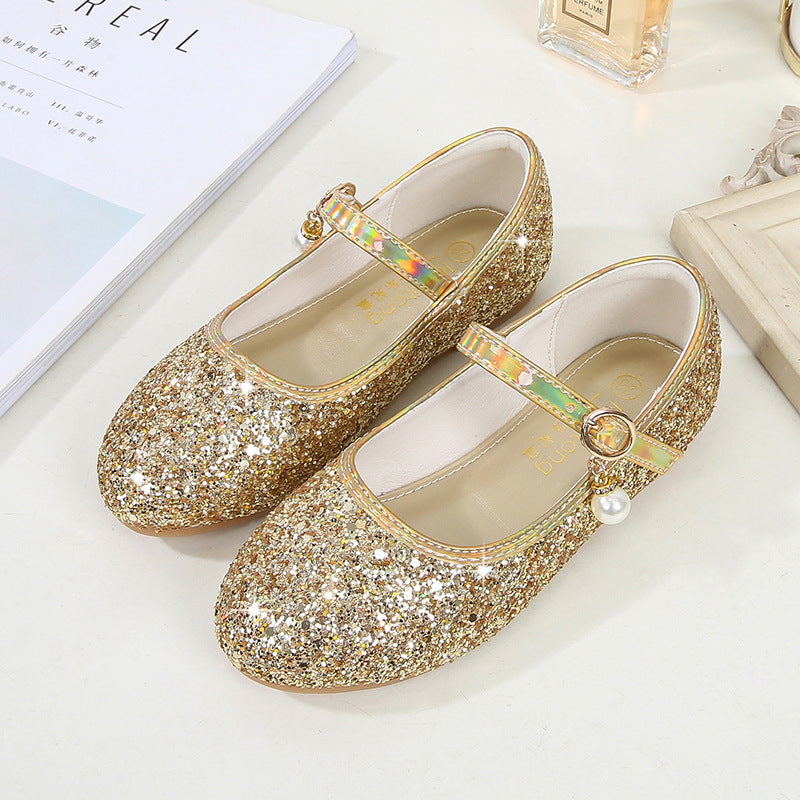 Mädchen Glitzernde Mary Jane Ballerinas mit Perlenapplikation Drune