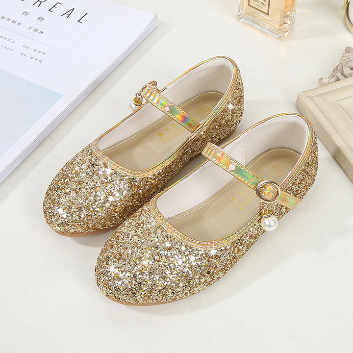 Mädchen Glitzernde Mary Jane Ballerinas mit Perlenapplikation Drune