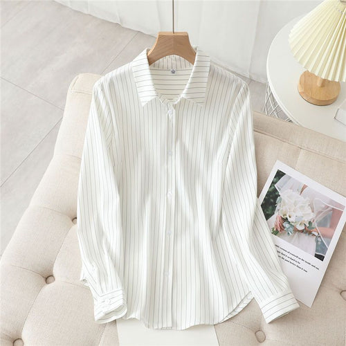 Damen langärmlige Bluse mit feinem Streifenmuster Drune